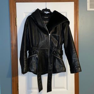Wilson’s Black Leather Coat with Hood